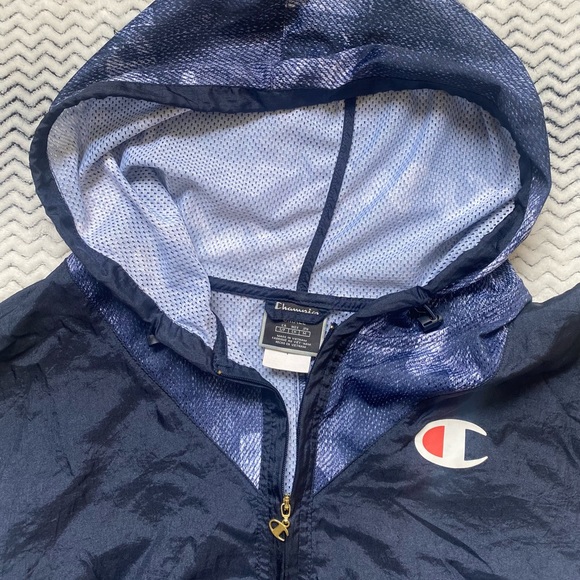 Blue and White Mesh Champion Half Zip Small Pullover Top - Picture 2 of 6